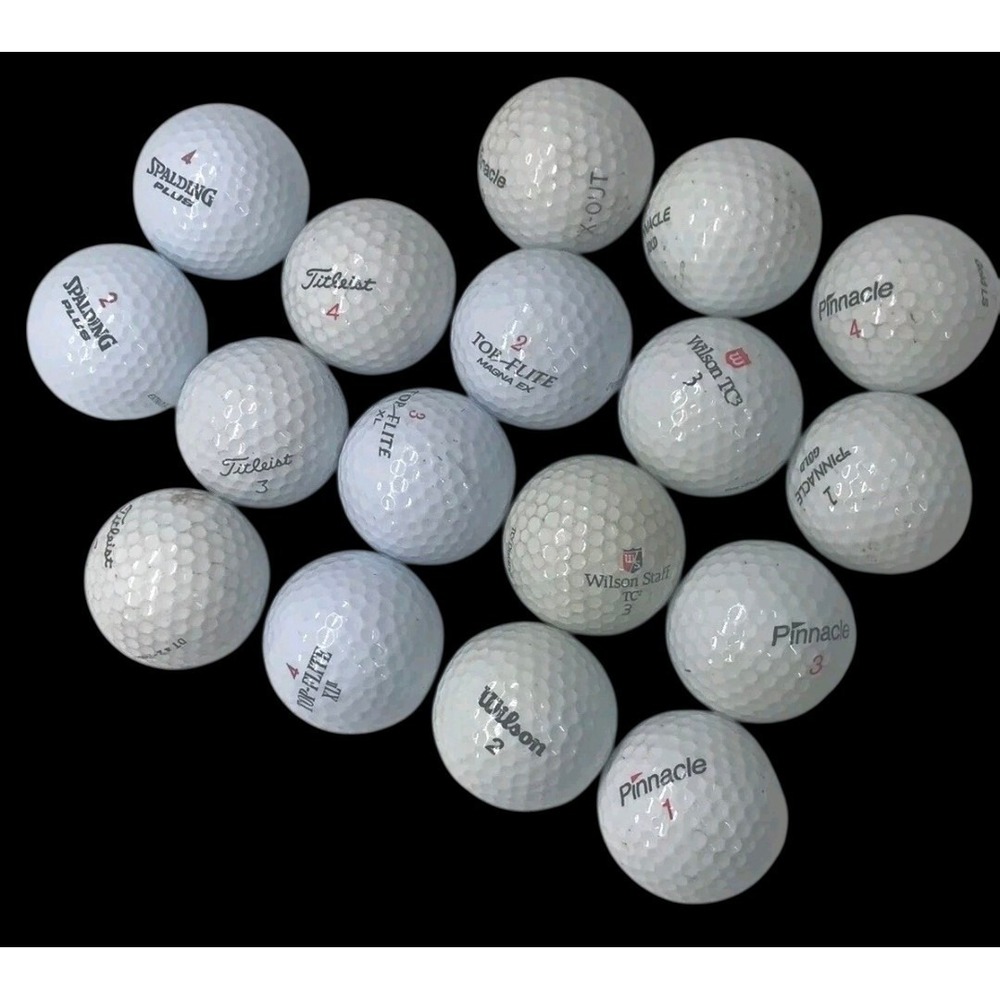 Lot of 17 Golf Balls  Titleist Top Flight Spalding Wilson Pinnacle